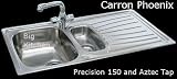 Kitchen Sinks Precision 1.5 Bowl in Stainless Steel and Aztec Tap