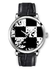SPRAWL Aanalog Fashion Series Silver Ladies Watches of Genuine Black Leather Strap,Unique Wrist Watch for Women Girls Designed with Dashboard on chessboard