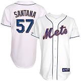 MLB Men's New York Mets Johan Santana White Home Short Sleeve 6 Button Synthetic Replica Baseball Jersey Spring 2012  (White, XX-Large)