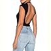 Cheapcotton Women's Cut-out Detail On Back Bodysuit (L, Black)