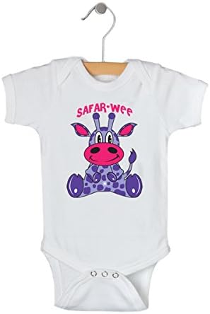 PepperRoo "Safar-Wee" Infant Bodysuit/Onesie Giraffe (0-6 Months, Purple/Pink)