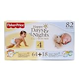 Fisher Price Happy Days and Nights Diapers, Large, 22-37 Lbs., 82-Count Box