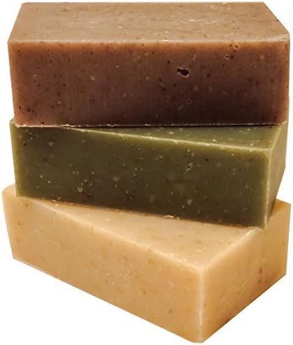 Orange Muslin Natural Soaps with Essential Oils Shea Honey Oatmeal, Lavender &amp; Thyme Garden, Set of 3