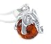 Adorable Equinox Designs 925 Sterling Silver 3D Elephant on Cognac Amber Ball Charm Necklace ~ Comes Gift Boxed