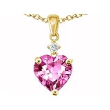 1.80 cttw 14K Yellow Gold Plated 925 Sterling Silver Heart Shaped Created Pink Tourmaline Pendant -...