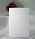 Tapestry Cotton White Applique Silver Foil Embossed Evening Invitation