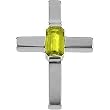 14K White Gold Peridot Cross Pendant