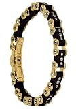 Yellow Goldplated and Black Rubber Cycle Bracelet