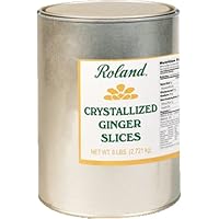 Roland Sliced Crystallized Ginger, 6-Pound Can