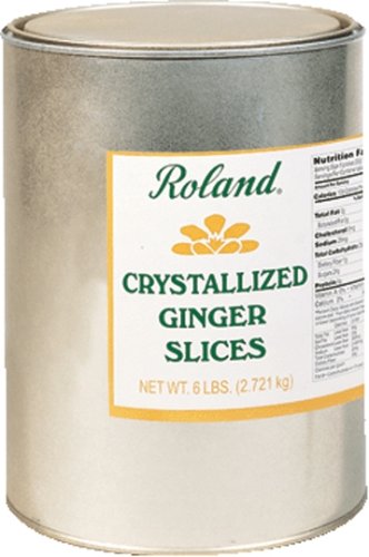 Roland Sliced Crystallized Ginger, 6-Pound Can