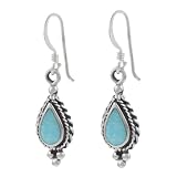 Sterling Silver with Pear Shape Turquoise Earrings