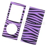 Apple iPod Nano 4G (4th Generation) Rubberized Snap On Protector Image Hard Case Rubber Feel Leather Paint Cover Purple & Black Zebra 08