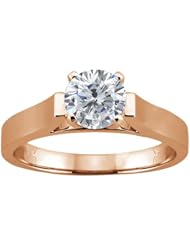 0.75 Ct Round Brilliant Certified Solid 18k Rose Gold Diamond Resizable Ring