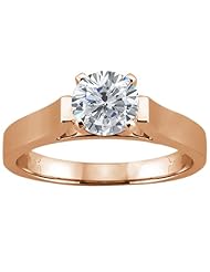 0.50 Ct Round Brilliant Certified Solid 14k Rose Gold Diamond Resizable Ring