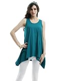Doublju Womens Sleeveless Tunic with Flare Hem Line in Stretch Cotton