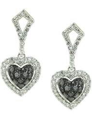 14K White Gold 0.63ct Heart that Matters Micropave Black Diamond Dangle Earrings