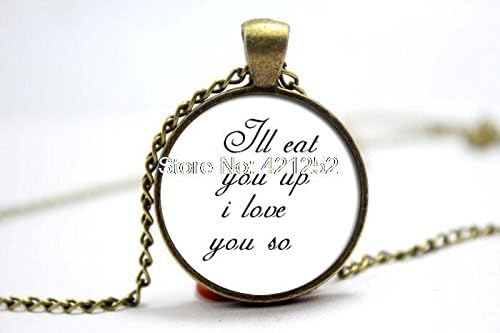 Pretty Lee 2015 Fashion Where The Wild Things Are Ill Eat You Up I Love You So Necklace Glass Photo Cabochon Necklace Christmas gift