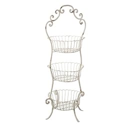 32.5" Antique Style Three-Tier Kitchen Storage Basket Stand
