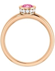 10K Rose Gold 7.00x5.00mm Oval Cut Chatham Created Pink Sapphire and Diamond Ring -- LIFETIME WARRANTY