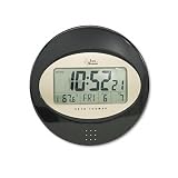 SET715 Radio-Controlled Challenger LCD Wall Clock, 11-7/8 dia. x 2-1/4d, Black Case