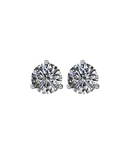 Jewelplus 1.00ct tw Round Diamonds SI/G-H Cocktail-Style Friction Post Stud Earrings Pair 14k White Gold