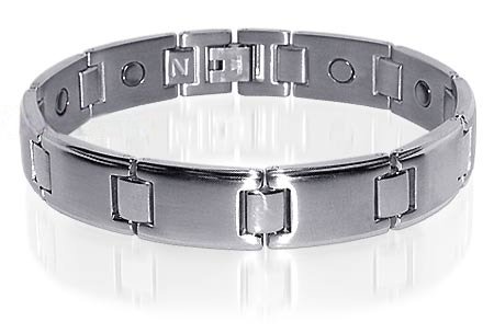 Mens Silver Stainless Steel Magnetic Bracelet 9 Inches