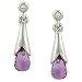Amethyst Briolette and Diamond Dangle Earrings .02cttw
