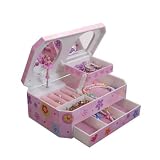 Girl's Musical Ballerina Jewelry Box in Plastic - Coral - Jewelry Boxes by Mele - 00801F09M