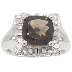3CT Genuine Garnet & Diamond Ring in Solid White Gold Square Cut