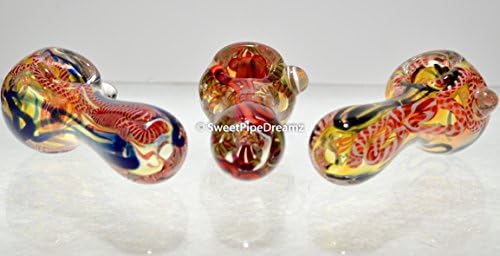 Marble Red Smoking Hand Spoon Pipe 3.5 Inch