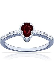 14K White Gold Pear Cut Ruby Ring With Sidestones (GIA Certificate)