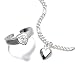 Jewelry : Sterling Silver Heart Ankle Bracelet + CZ Toe Ring Set