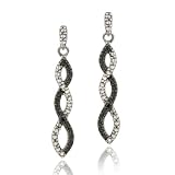 Sterling Silver Black Diamond Accent Infinity Dangle Earrings