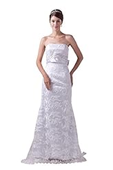 Strapless Charmeuse/Silk Sleeveless Lace-Up Beaded Evening Dress 