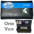 Michigan State Spartans Genuine Leather Womens Female Clutch Pocketbook - NCAA College Athletics Fan Shop Sports Team Merchandise
