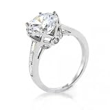 Bling Jewelry Sterling Silver Engagement Ring Crown CZ with Baguette Side Stone