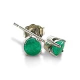4mm Emerald Stud Earrings crafted in Sterling Silver 1/2ct tgw