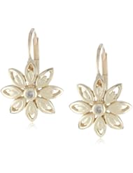 10k Yellow Gold Flower Diamond Leverback Earrings (0.01 cttw, I-J Color, I2-I3 Clarity)