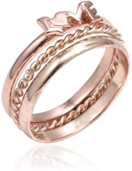 14k Rose Gold Plated Sterling Silver Triple Stack Ring with "Love" Ring