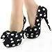 Show Story Two Tone Spot Polka Dots Bow Stiletto Platform High Heel Pump,LF30406