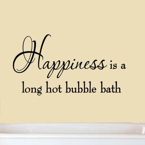Happiness is a Long Hot Bubble Bath Wall Decal Bathroom Quotes Shower Stickers Sayings Tub Lettering