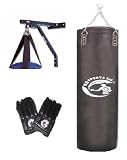 New 3ft black Rex Leather boxing punchbag , punch bag with wall Bracket & FREE Gloves