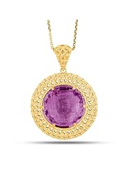 Mesh Style Pendant With Amethyst In 14K Gold - 18" Chain