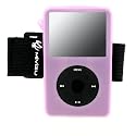 (Pink) iPod Classic 80GB / 120GB Silicone Skin Case Cover for iPod 80G / 120G Bonus Exercise Armband and 3 Piece Screen Protector