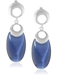 Sterling Silver Synthetic 31 Ct Blue Cats Eye Earrings