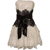 Strapless Bustier Contrast Lace and Crinoline Ruffle Prom Mini Dress Junior Plus Size