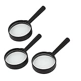 uxcell プラスチック　シェルハンド　ヘルド10Xルーペ　拡大鏡　40mm直径レンズ　3個入り　ブラック