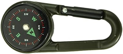 YUNWAL® Outdoor Camping Hiking 2 in 1 Portable Metal Compass Thermometer Hanging Buckle Hook Compass With Scale(Army Green)