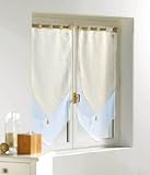 Paire de voile bicolore &agrave; pompons 2x60x160cm FICELLE - Les Douces Nuits de Ma&eacute;
