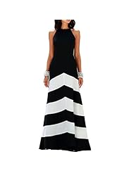 Cocktail Striped Print Chiffon/Cotton Evening Dress/Party Dress/Maxi Dress 